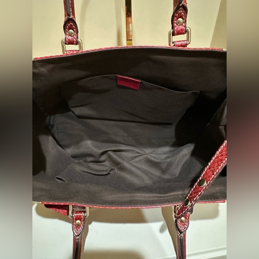 Gucci Canvas Beige/Red Python Trophy Tote - image 5